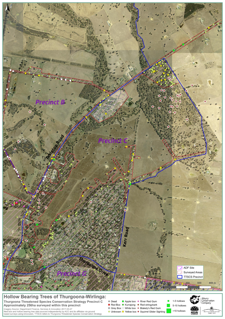 Map of Hollow-bearing Trees in Thurgoona (Precinct C - Thurgoona Threatened Species Conservation Strategy) March 2017
