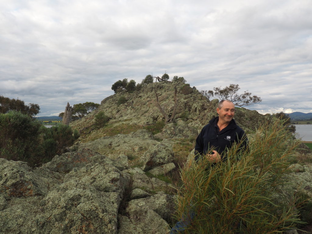 Joe Esler on top of Little Budginigi Hill, Tabletop NSW (Sept 2017)