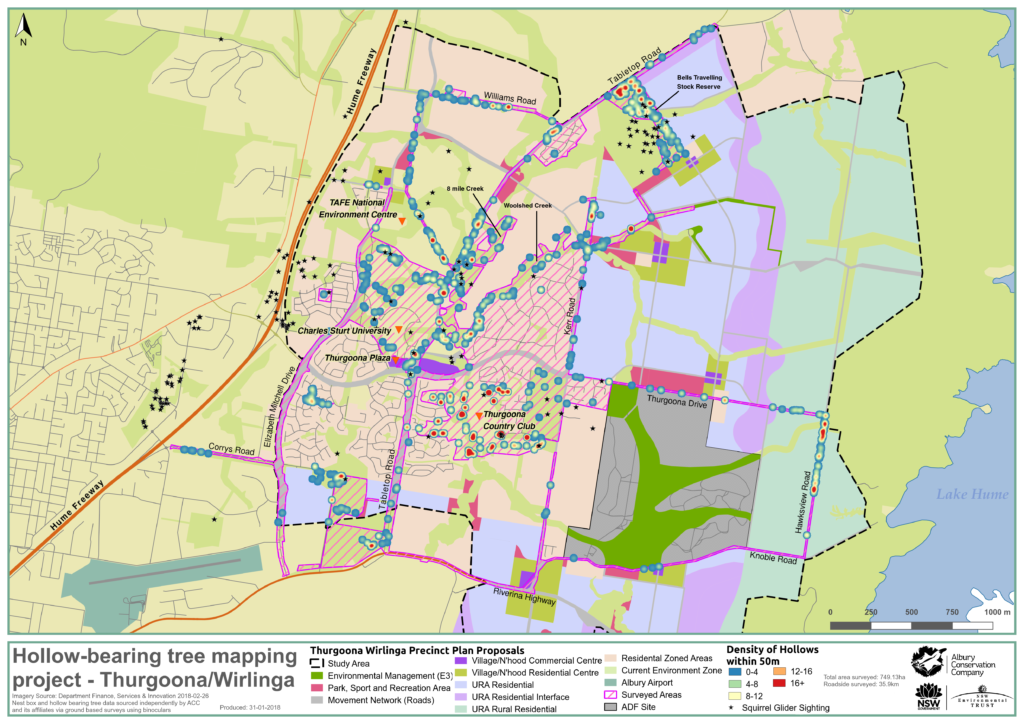 MAP_Overview_Hollow bearing tree project_Thurgoona Wirlinga_Albury Conservation Company_31Jan2018