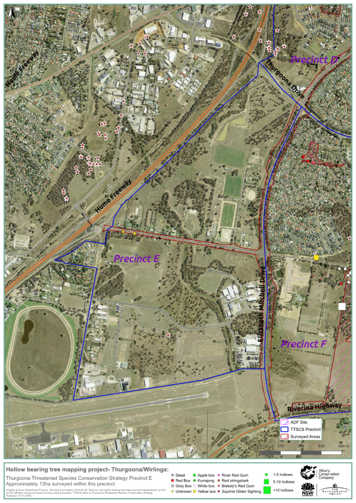 MAP_Precinct E_Hollow bearing tree project_Thurgoona Wilrliga_Albury Conservation Company_31Jan2018