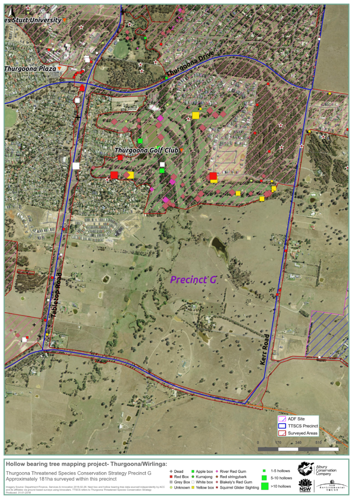 MAP_Precinct G_Hollow bearing tree project_Thurgoona Wilrliga_Albury Conservation Company_31Jan2018